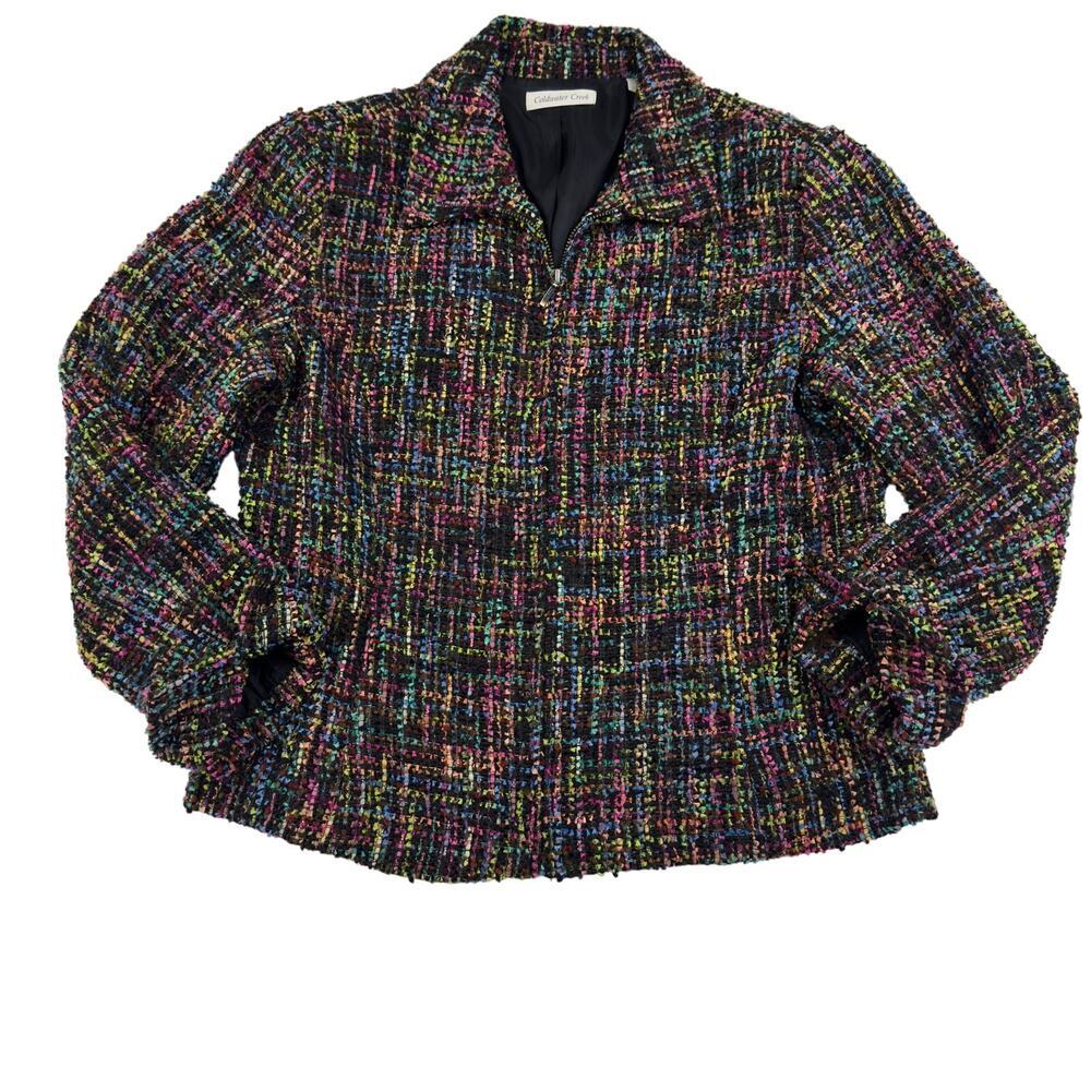 Coldwater Creek Artsy Art to WearTextured Multi Color Tweed Jacket Women's 12